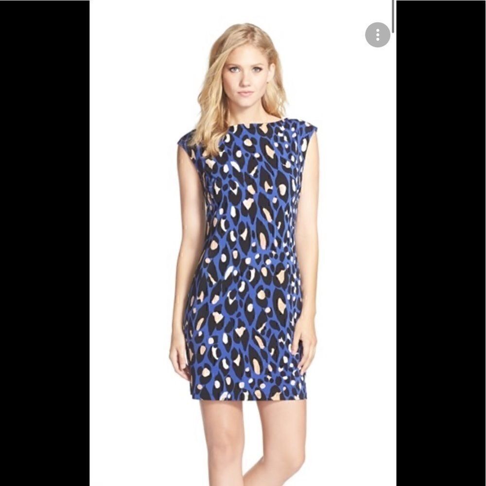 Trina Turk size xs blue black leopard look dress